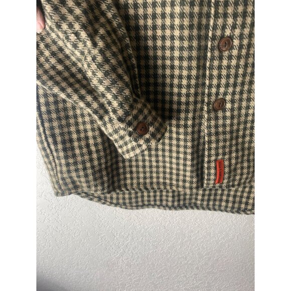 Abercrombie & Fitch Wool Blend Big Shirt Mens Size S Houndstooth Button Up Outdo - Picture 7 of 14